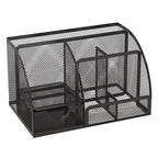 7 Compartment Metal Mesh Desktop Organizer with Drawer Pen Pencil Holder Stationery Storage for Home Office School Students Dorm