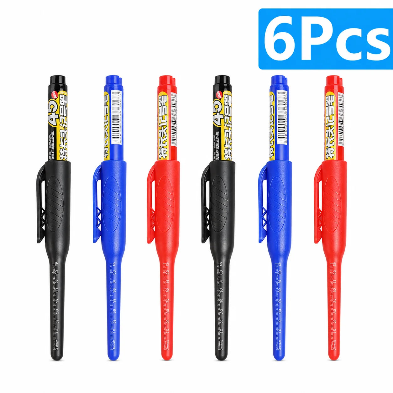 1-6Pcs 45mm Waterproof Long Head Nib Deep Hole Markers Pen Tile Carpenter Pen Multi-purpose for Woodworking Black/Blue/Red Ink