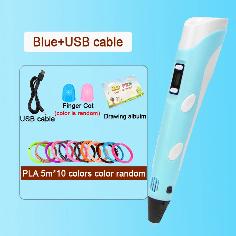 3D Printing Pen With LCD Screen Compatible PLA Filament Drawing Pen Safe Paiting for Children DIY Boys Girls Birthday Gifts