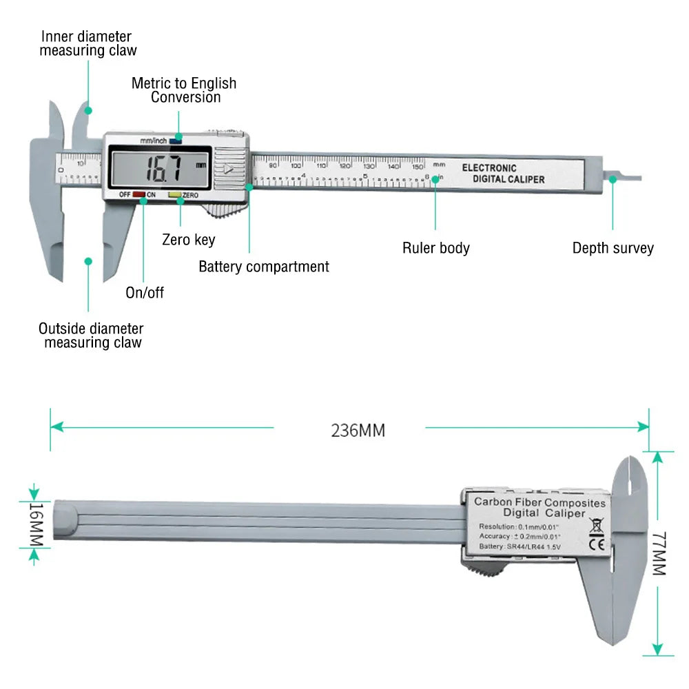Caliper Measuring Tool Digital Caliper 100mm 150mm Digital Micrometer Measuring Tool Depth Ruler Messschieber Paquimetro