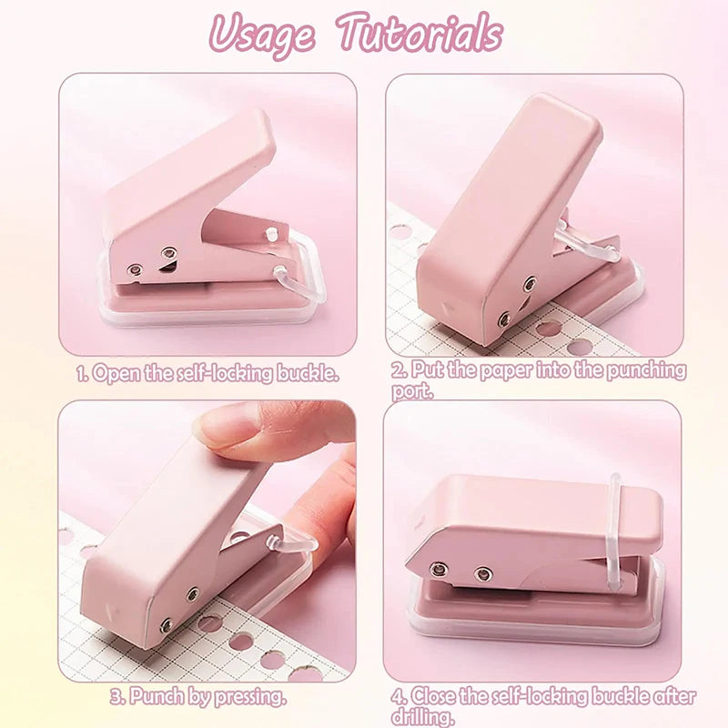 。Kawaii Office School Supplies Stationery Items Mini Hole Punch 1 Hole Cute Paper Punch Portable Round Hole Puncher Paper Cutter