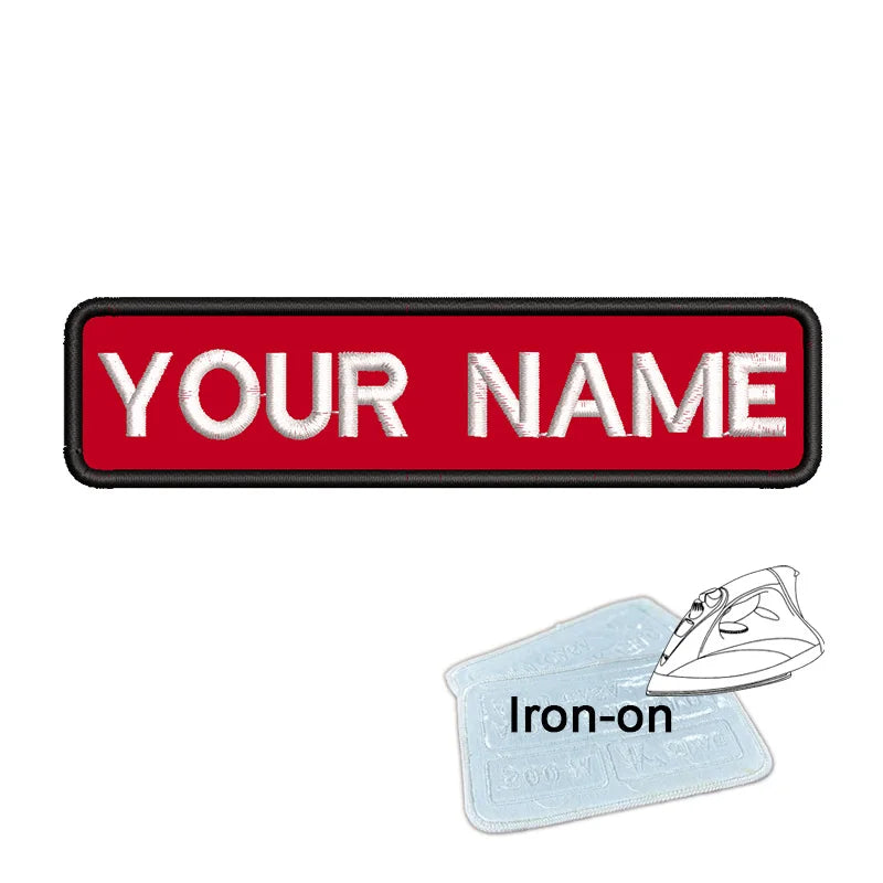 1PC 10cmX2.5cm Custom Personalized Name Embroidered Patch Number Stripes Badge Tags Armband Iron On Backing Hook & Loop Backing