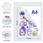 10 Sheets Printable Vinyl Sticker Paper Self-adhesive A4 Copy Paper DIY Holographic Transparent White Labels for Inkjet Printer