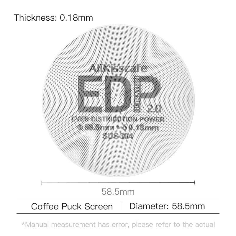 Alikisscafe Espresso Puck Screen 0.2mm Thickness 51mm 53.5mm 58.5mm Reusable Stainless Steel Heat Resistant Mesh Barista Tools