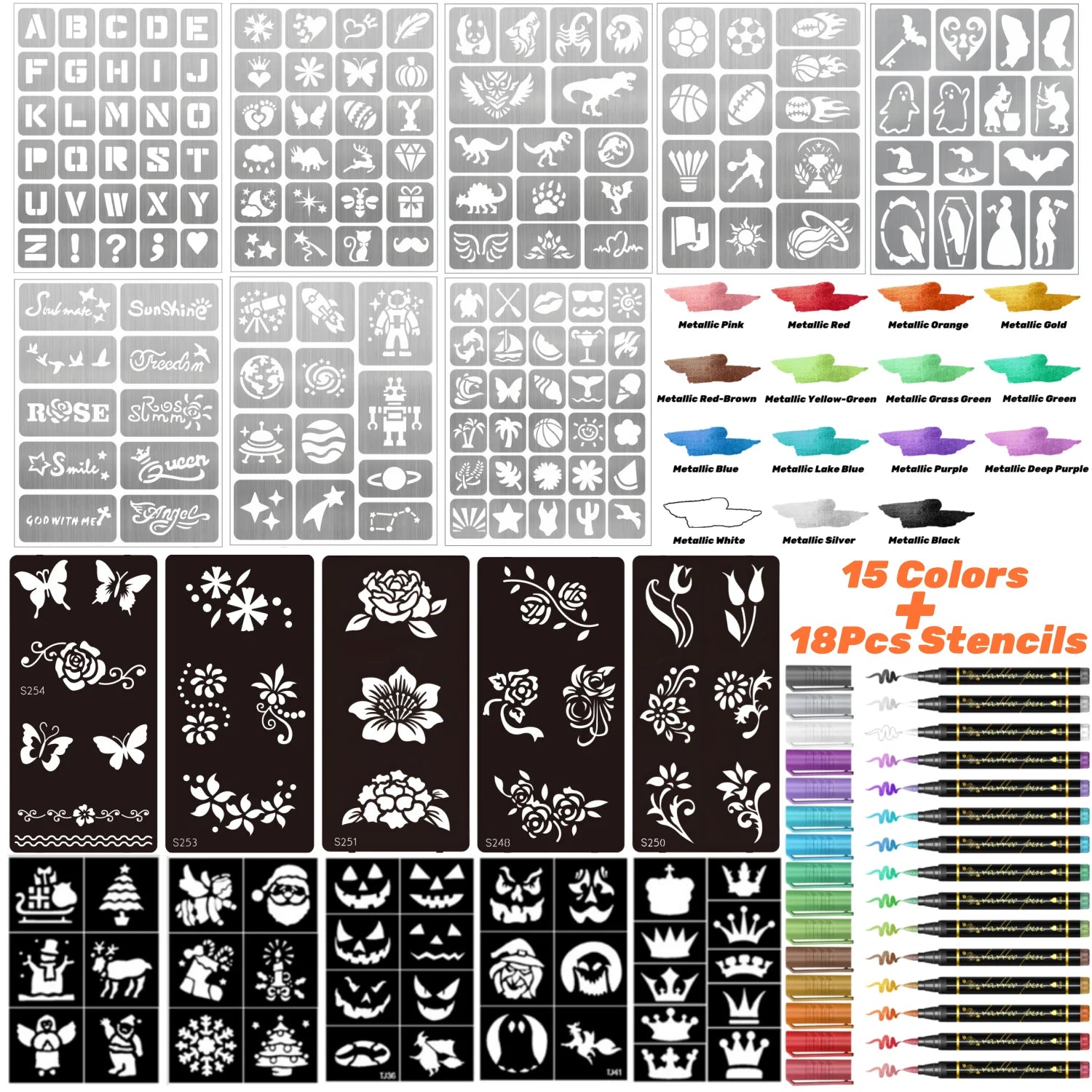 Temporary Tattoo Markers for Skin,10 Colors Tattoo Pens,Brush Tip,Bright colors,Face Paint Kit Cosmetic Quality,Halloween makeup