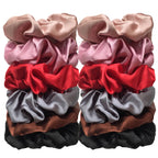 12/8pcs Premium Satin Large Intestine Hair Bands for Women Hundreds of Fabric Rubber Bands Hair Accessories