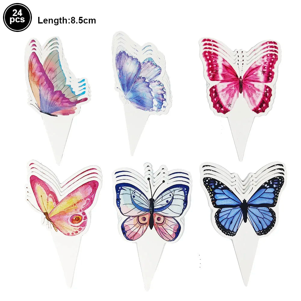 Butterfly Birthday Party Decoration Disposable Party Plates Cup Napkin Tablecloth Butterfly Knìfe Birthday Decoration Baby Showe