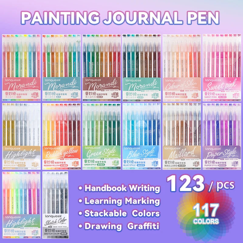 105Color Hand Account Gel Pen Languo Morandi Retro Pen Large-Capacity Color Handbook Pen For Student Painting Graffiti Writting