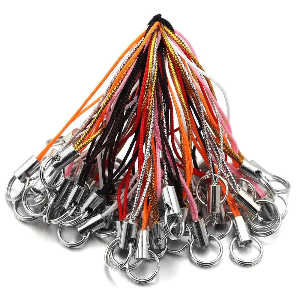 50pcs/lot Hand Wrist Lanyard String Short Grip Lanyard Mobile Phone Strap for USB Flash Drive Keychain ID Badge Holder DIY