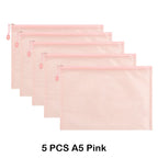 5 PCS A4 A5 A6 Mesh Zipper Pouch Document Bag Waterproof Zip File Folder Storage Bags A4 A5 A6 Office School Supplies Stationery