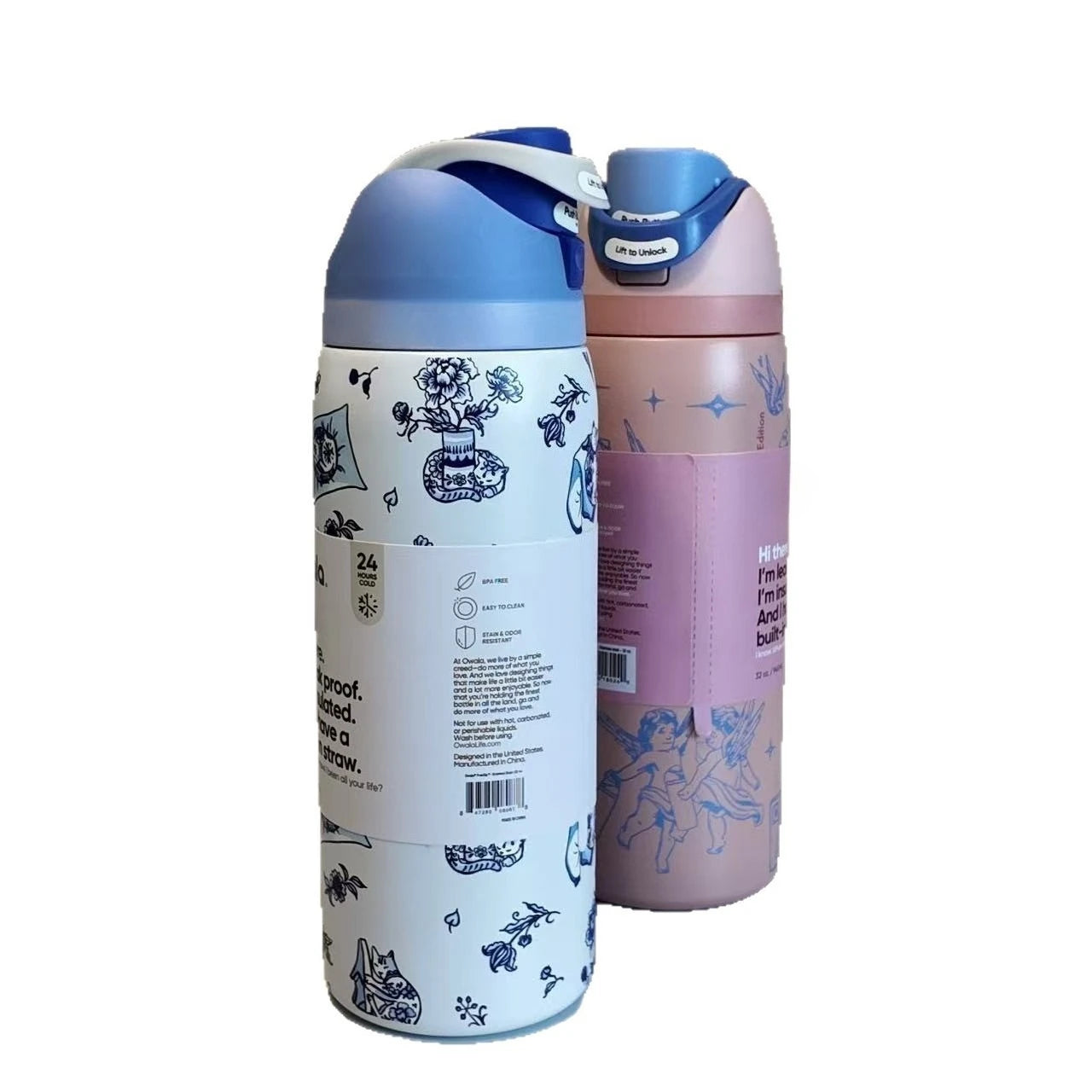 Stainless Steel Water Bottle 32oz Vacuum Insulated Water Bottle with Straw & Leak-Proof Lid Portable Handheld Vacuum Flasks