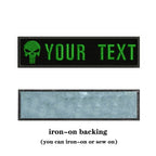 Skull Logo 10X2.5cm Embroidery Custom Name Text Patch Stripes Badge Iron On Or  Patches