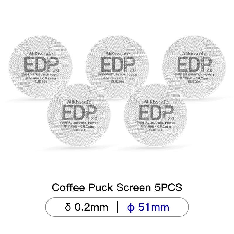 Alikisscafe Espresso Puck Screen 0.2mm Thickness 51mm 53.5mm 58.5mm Reusable Stainless Steel Heat Resistant Mesh Barista Tools