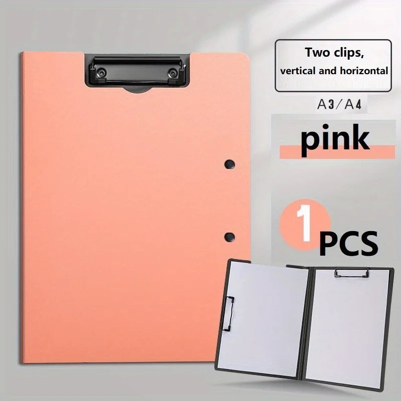 A4 File Folders Clipboard Writing Pad Memo Clip Board Double Clips Test Paper Storage Organizer For School Stationary Supplies