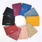 Genuine Leather Card Holder Woman Custom Name Designer Wallet Slim Luxury Card Wallet Man Engrave Initials Business Coin Purse