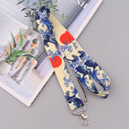 Japanese Waves Credential Holder Lanyards for Key Neck Strap For Card Badge Gym Phone Straps Keychain Keyring Accessories Gift