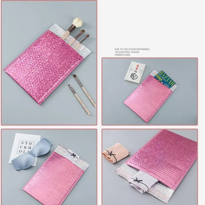 50pcs Rose Gold Poly Bubble Mailer Envelopes Aluminum Foil Padded Envelopes Self Seal Bubble Shipping Mailer Bags