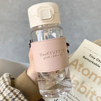 500ml Leak-proof Water Bottle with Straw Portable Student School Food Grade Plastic Water Cup Modern Simple Style Juice Beverage