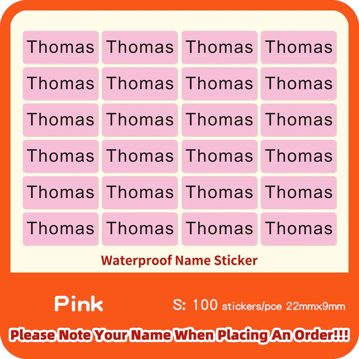 3Size Pink Sticker Custom Personal Name Stickers Personalized Waterproof Tag Label For Scrapbook School Stationery Water Bottle