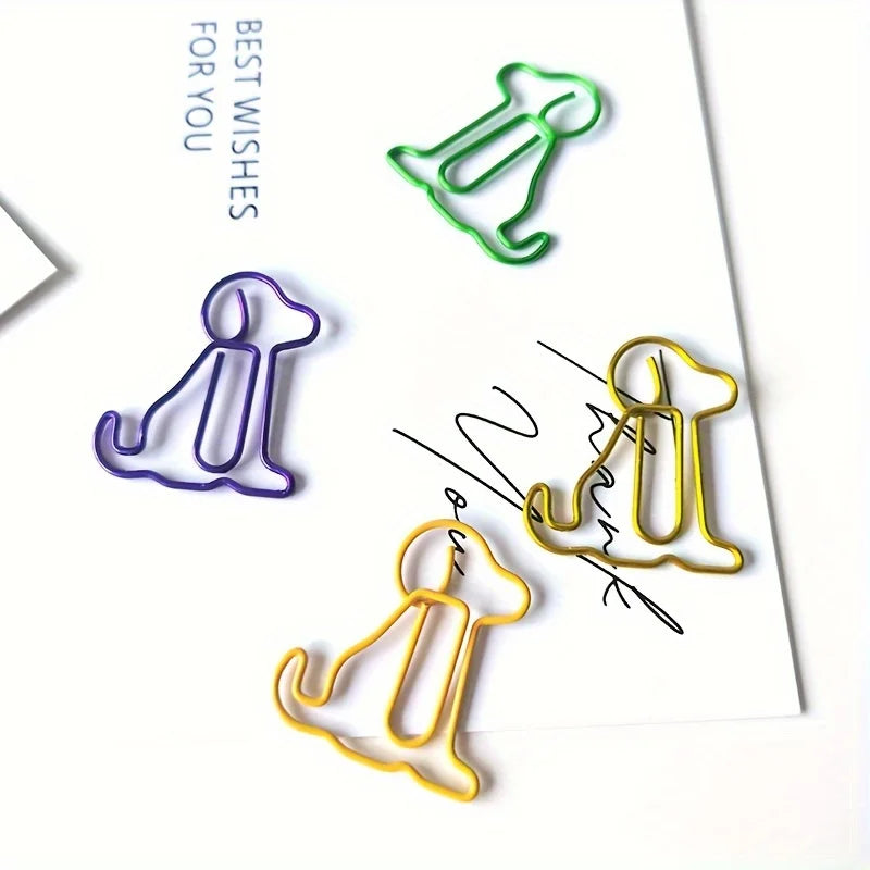 20pcs Colorful Animal Paper Clips - Cute Sitting Dog Design, Iron Material, Perfect for Office Organization