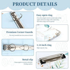 3 Ring Binder Portable 3Ring View Binder Non-Stick File Folders Letter Size Refillable Office Supplies with Divider School
