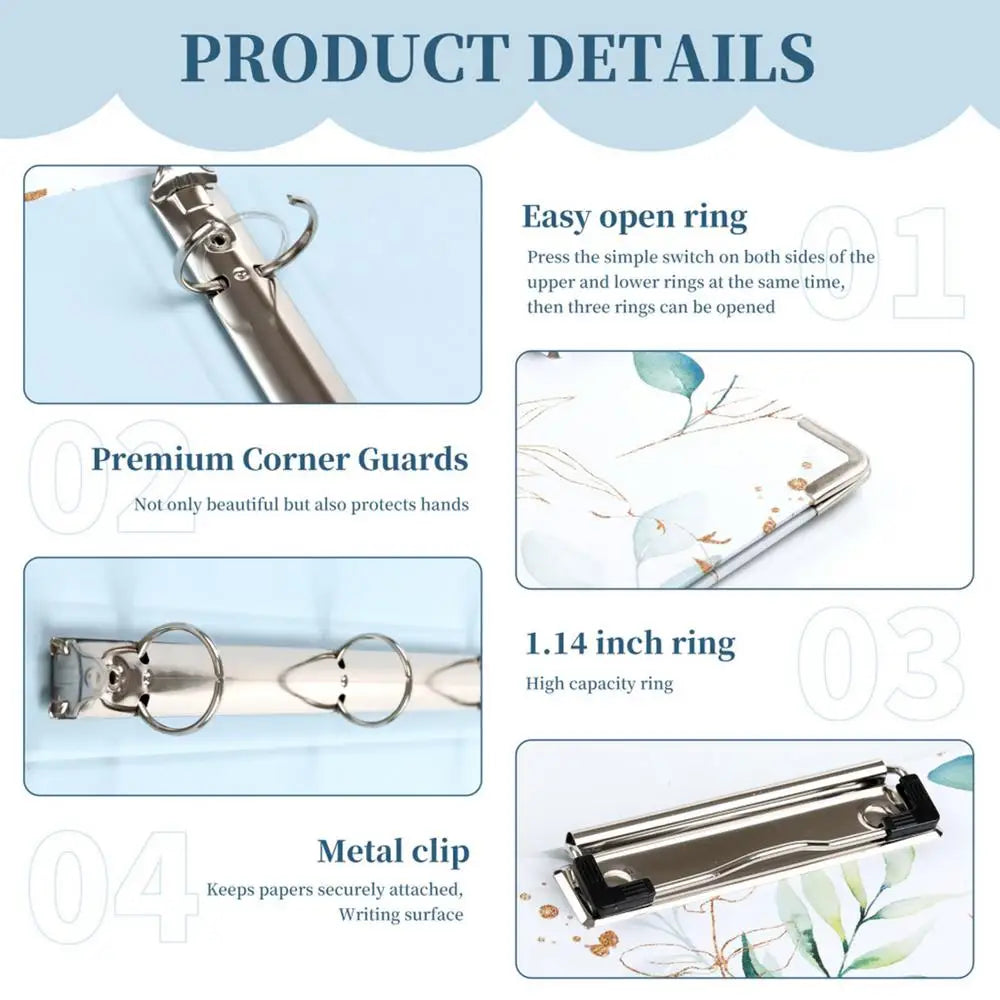 3 Ring Binder Portable 3Ring View Binder Non-Stick File Folders Letter Size Refillable Office Supplies with Divider School