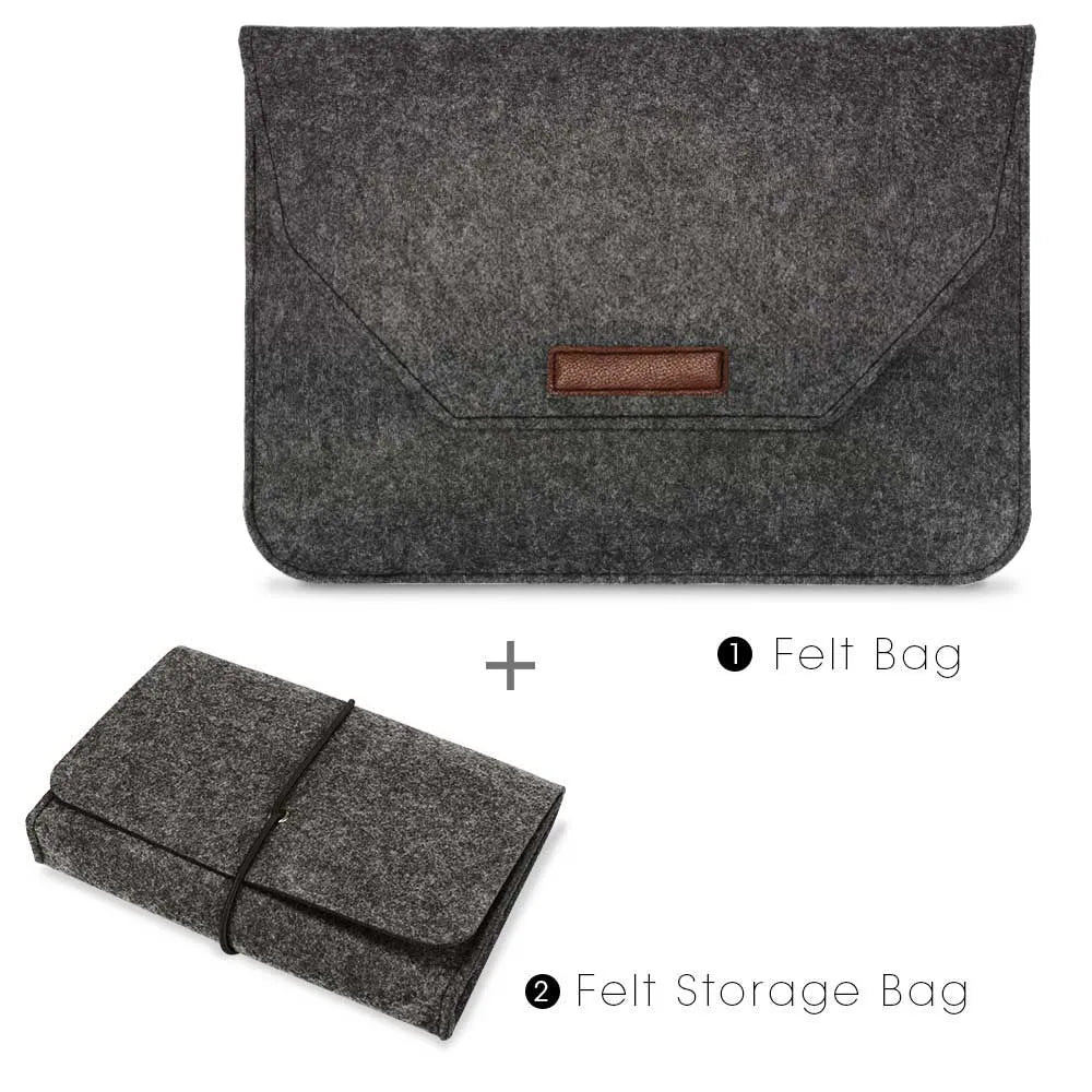 Wool Felt Laptop Bags Sleeve Cover 11" 13 15.6 inch For Macbook Air Pro Case For Notebook With Mousepad Or Power Mini-Pack Gift
