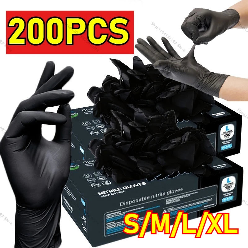 Disposable Nitrile Black Latex Gloves Cooking Wash Cycling Glove Household Antistatic Cleaning Gloves Hairdressing Nail Art Tool