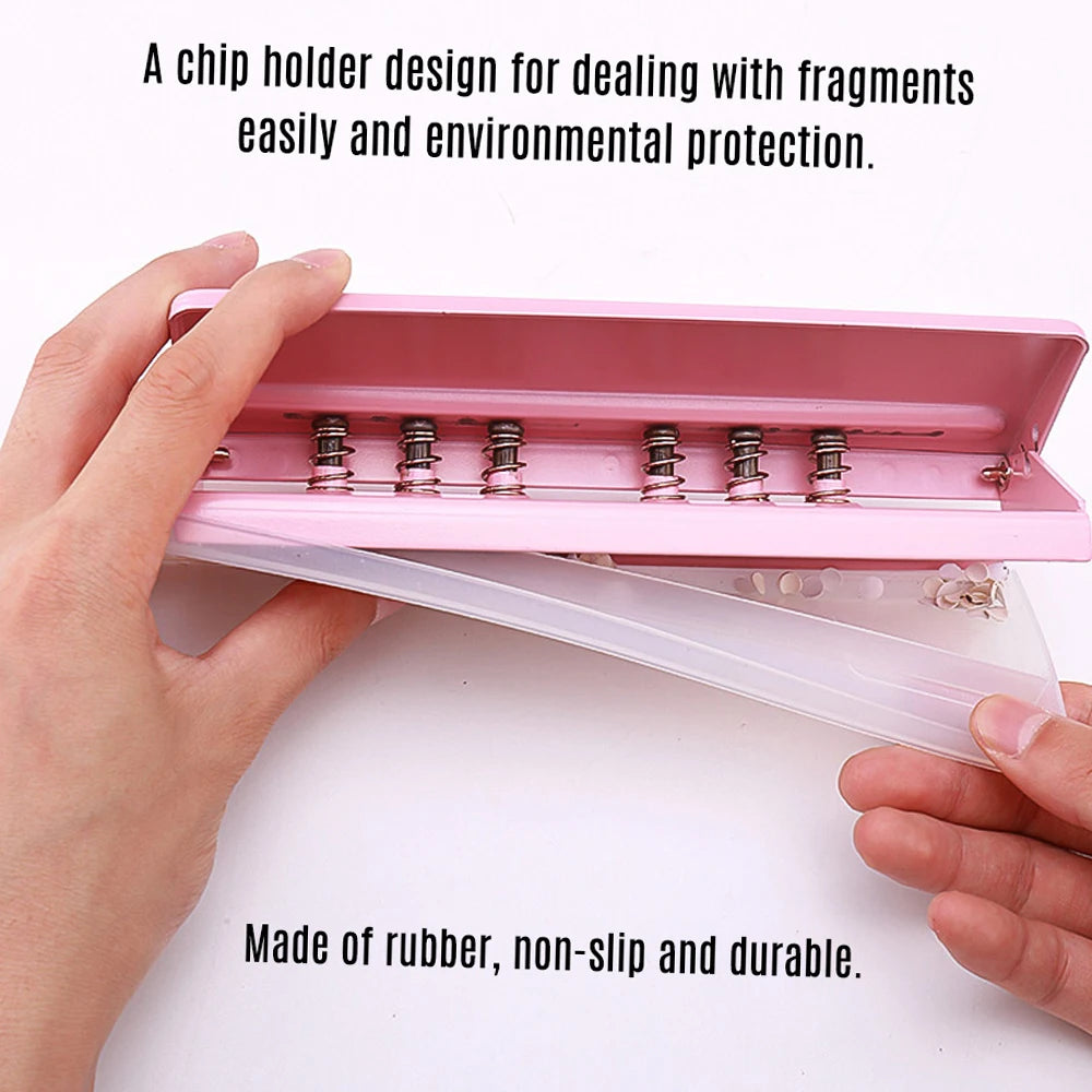 Adjustable 6-Hole Desktop Punch Puncher for A4 A5 A6 B7 Dairy Planner Organizer Six Ring Binder with 6 Sheet Capacity