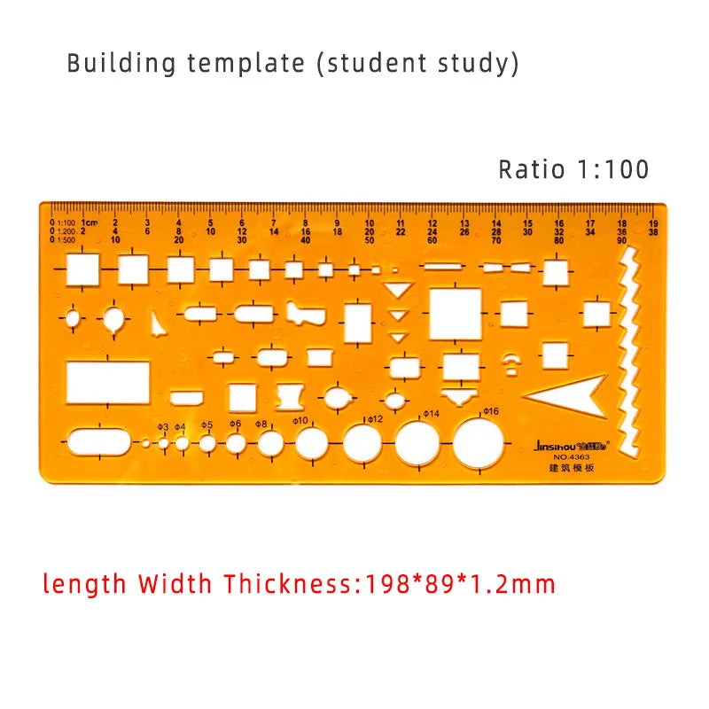 Template Measuring Ruler Circular Oval Ruler Durable K Resin Drawing Design Furniture Architect Template Drafting Ruler