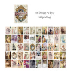 8 Style100Pcs/book Memo Material Paper Vintage Artistic Character Message Card Beautiful Flowers European Style DIY Hand Account