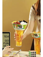 2PCS 2In1 Drink Snack Cup Bowl Bubble Milk Tea Fruit Portable Cups Stadium Tumbler Desserts Fondue Coke Water Bottle Adults Kids