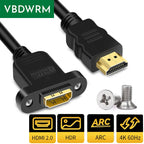 HDMI Extension Cable Panel Mount 4K 60Hz HDMI 2.0 Male to female Extension cord supports HDR ARC CEC HDMI male to Female Cable