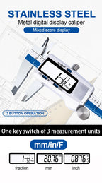 ET52 Stainless Steel 0.01mm High Precision Measure 150mm Digital Caliper mm/inch/Fraction Zero Setting Electronic Caliper