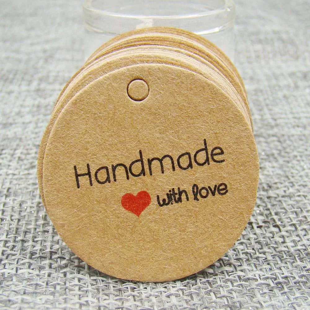 various paper gift hang tag 100pcs per lot thank you kraft gift packing tag handmade with love products price tag