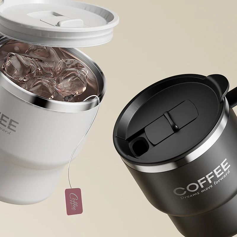 WORTHBUY 304 Stainless Steel Double Wall Insulated Coffee Cup With Handle Portable Students Leak-proof Water Cup Milk Coffee Mug