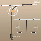 Single Double Triple Head LED Clip Desk Lamp Dimmable USB Eye-Caring Architect Table Lamp Computer Monitor Light for Office Home