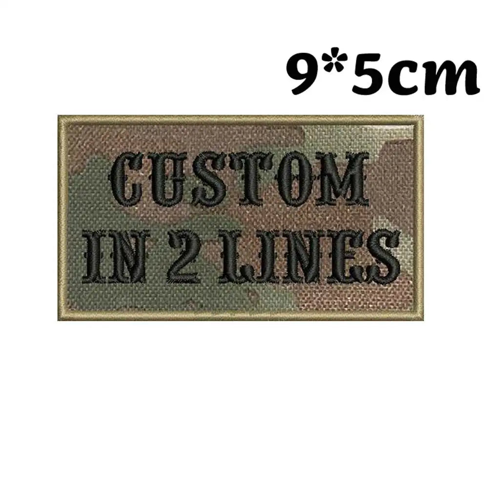 Custom 2 Lines Name Tags  Army Blood Number ID Badage Embroidered Patch with Merrow Border Hook Backing