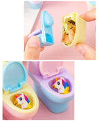 1 Piece Lytwtw's Stationery Pencil Sharpener Creative Toilet Shape Cartoon Unicorn School Supplies Gift Accessories with Eraser