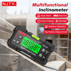 NJTY Digital Protractor Angle Finder Gauge Backlit Flip Screen Magnetic Inclinometer with Absolute REL Mode Measuring Tool