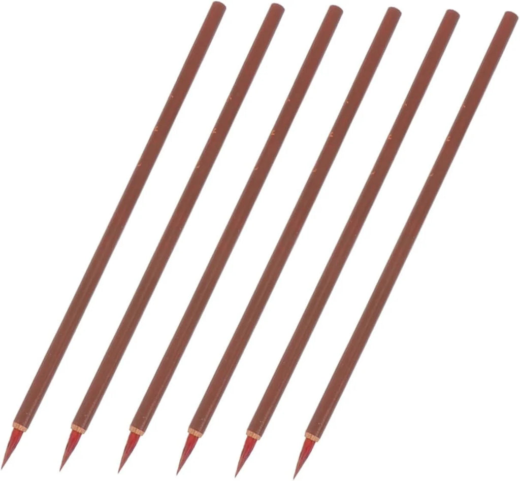 6Pcs/Set Chinese Calligraphy Brushes Hook Line Paint Pen Brush Painting Writing Small Regular Script Art Watercolor Ceamic Brush