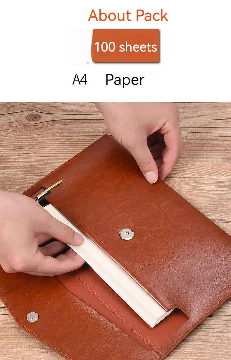 A6 A5 A4 Leather File Folder Data Package Document Bag Fashion Briefcase Data Contract Bill File Bag School Office Supplies