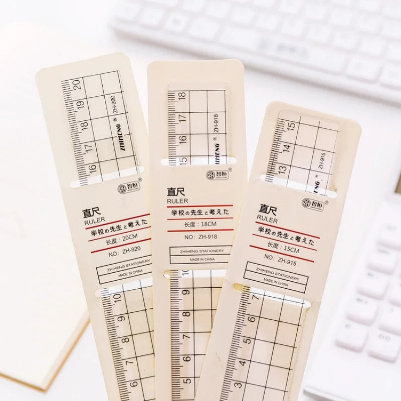 20CM Minimalist Unprinted Straight Edge Transparent Square Acrylic Plastic Multifunctional Student Scale Stationery Supplies