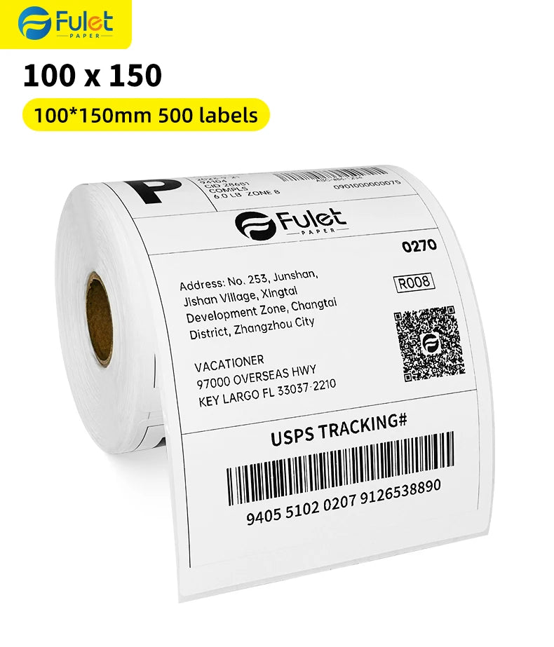 Premium quality 100 x 150 mm direct thermal paper shipping label 500 labels per roll