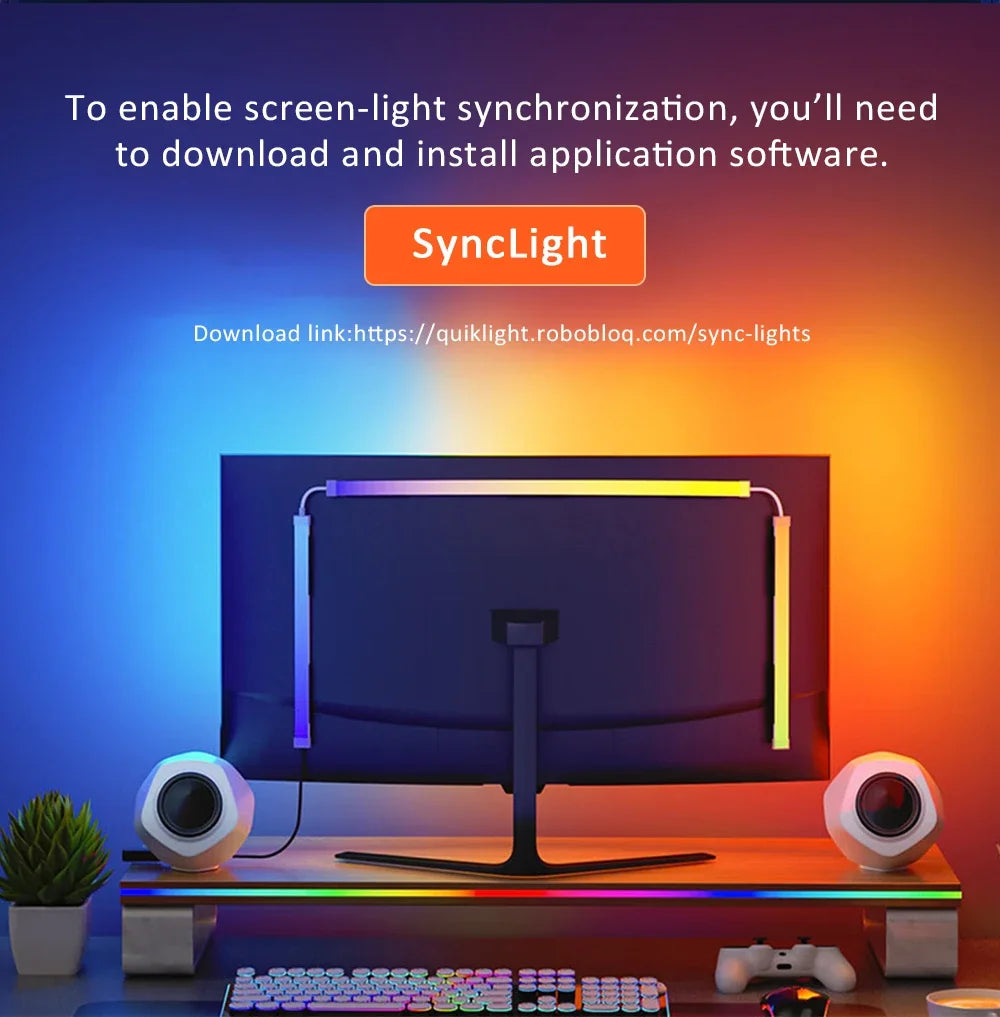 LED Light Strip Computer Screen Colar Sync Monitor Ambilight RGB Lights Ambient Lighting PC Backlight Pickup Light for Game Room