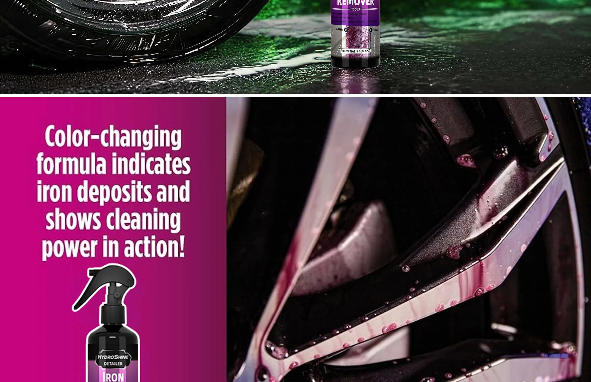 Hydroshine Iron Remover Car Detailing Fallout Spray Decontamination Kit Rust Remover Spray for Brake Rim Metal Surface Particles