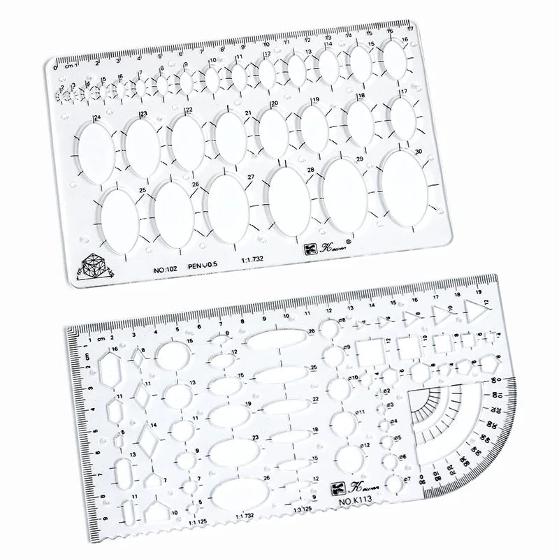 Transparent drawing size square square ruler hexagonal triangle ruler drawing design ruler scale line