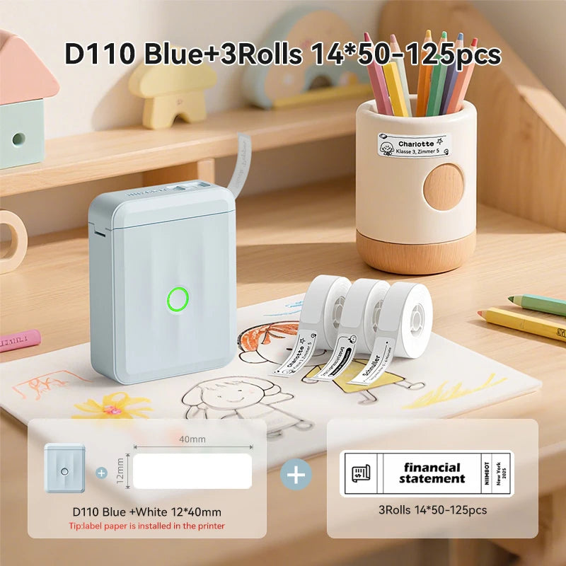 NIIMBOT D110 Upgraded Version Thermal Label Printer Mini Portable Name Tag Label Maker With Tape for Office Home Kitchen School