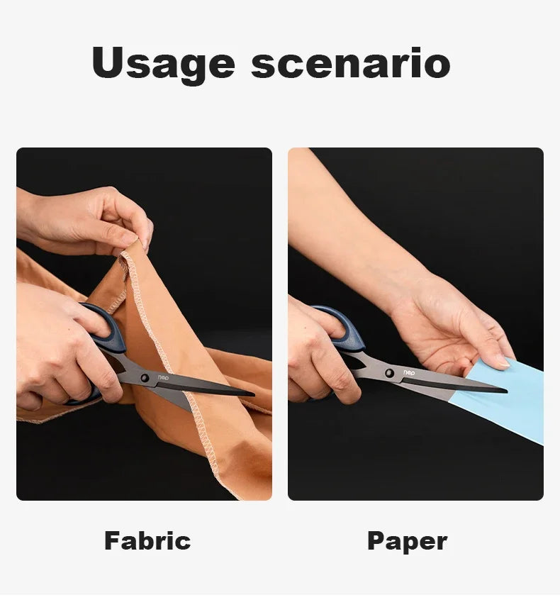 1/2pcs Deli Black Blade Scissors Stationery 180mm 7 Inch Stainless Steel Anti-Rust Sharp Office Home School Craft Cutting Tool