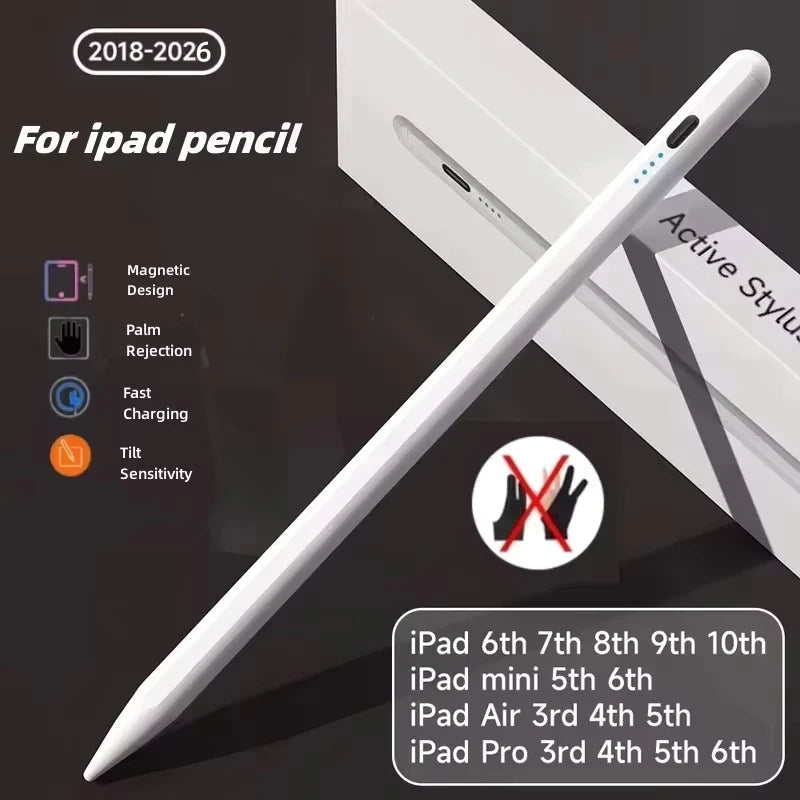 For Apple Pencil 2 1 With Palm Rejection Tilt Sensitivity Stylus Pen For 2018-2026 IPad 6/7/8/9/10, Mini 5/6,Air3/4/5, Pro 11/12